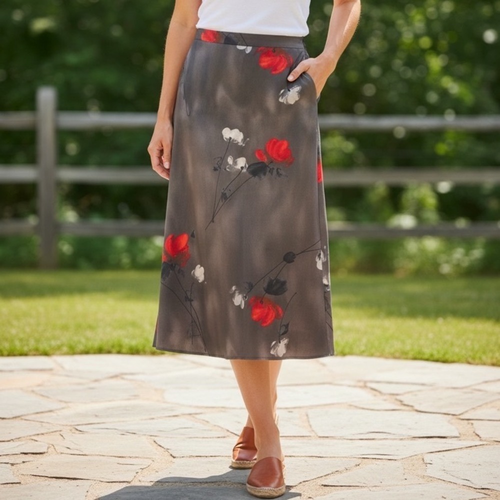 Bentley Arbuckle Floral Grey Vintage Long Skirt